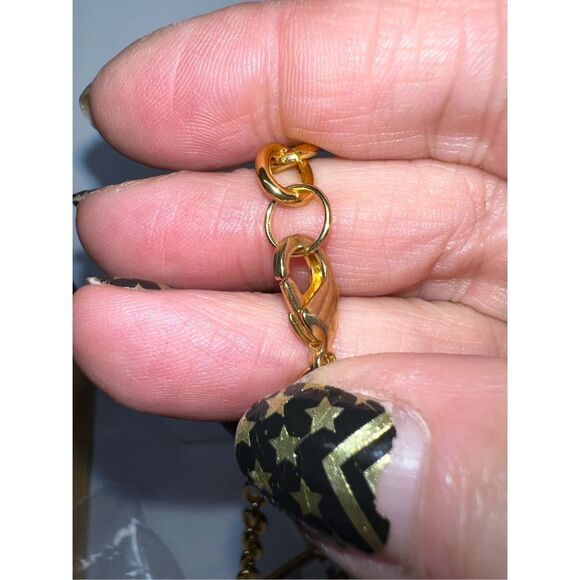 Gold Tone and‎ White Metal Large Modernist Cross Pendant Necklace - Picture 9 of 10